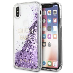 Guess GLITTER PARTY Case Paars voor iPhone X/Xs